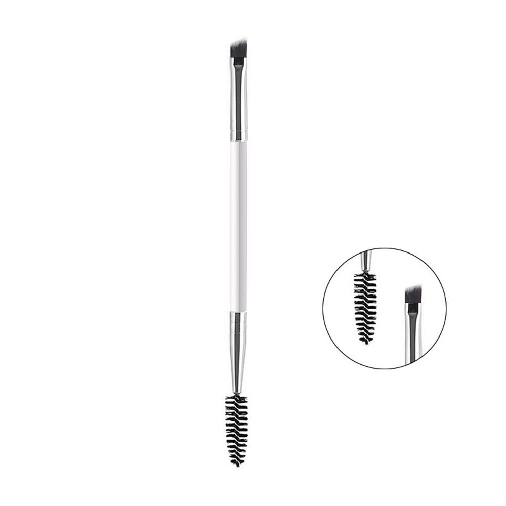 1 stks tweekoppige wenkbrauwborstel spiraal diagonale hoek make-upborstel houten handvat mee te nemen mooie make-up tools schoonheid: Blauw