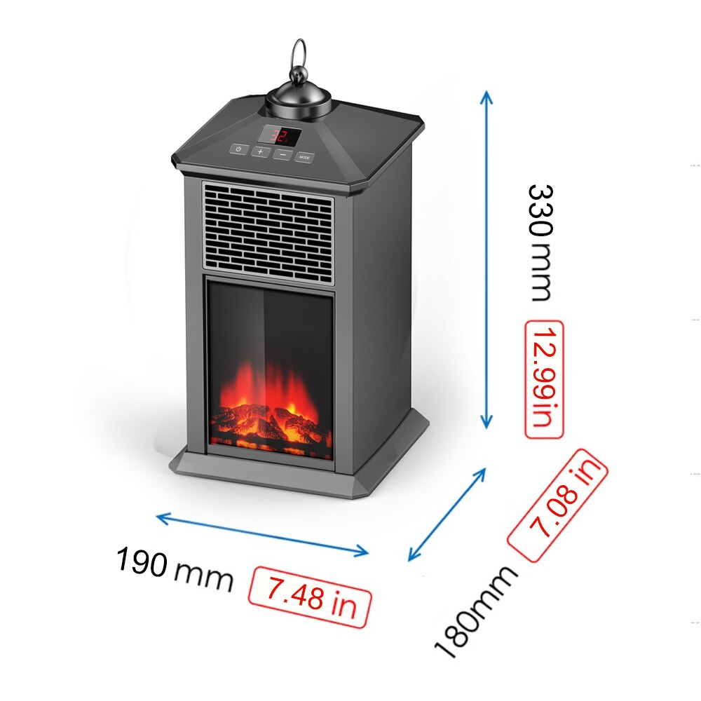 DUOLANG Elektrische Kachel Haard Kachel Draagbare Kachels voor De Thuis met 3D Vlam Effect, Thermostaat Afstandsbediening, 400 W, Zwart