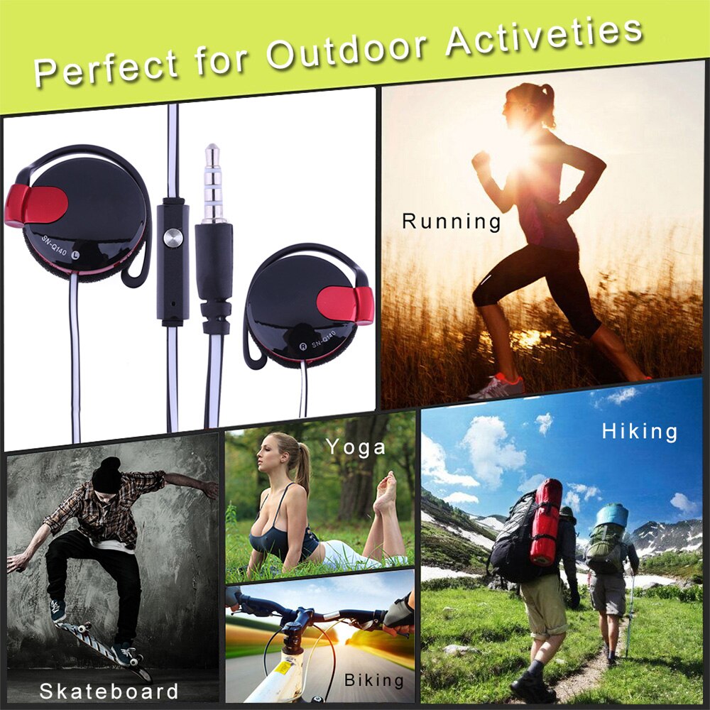 3.5mm bedrade headset oorhaak sport super bass hoofdtelefoon bas oortelefoon voor  mp3 spelers computer mobiele telefoon