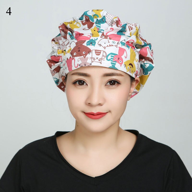 Sombreros para cocinar redondos ajustables Unisex, gorro de algodón a prueba de polvo, pañuelo para la cabeza con estampado de flamenco, gorros para cocinar dibujos animados, novedad