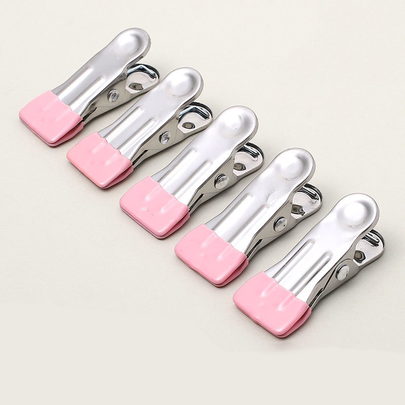 10 Stück Wäscheklammern aus Edelstahl ohne Spuren, Haken, KleiderbüGel, Wäscheklammern, Socken, Hängeclip, für Zuhause, Schrank, Bettlakenhalter: Rosa