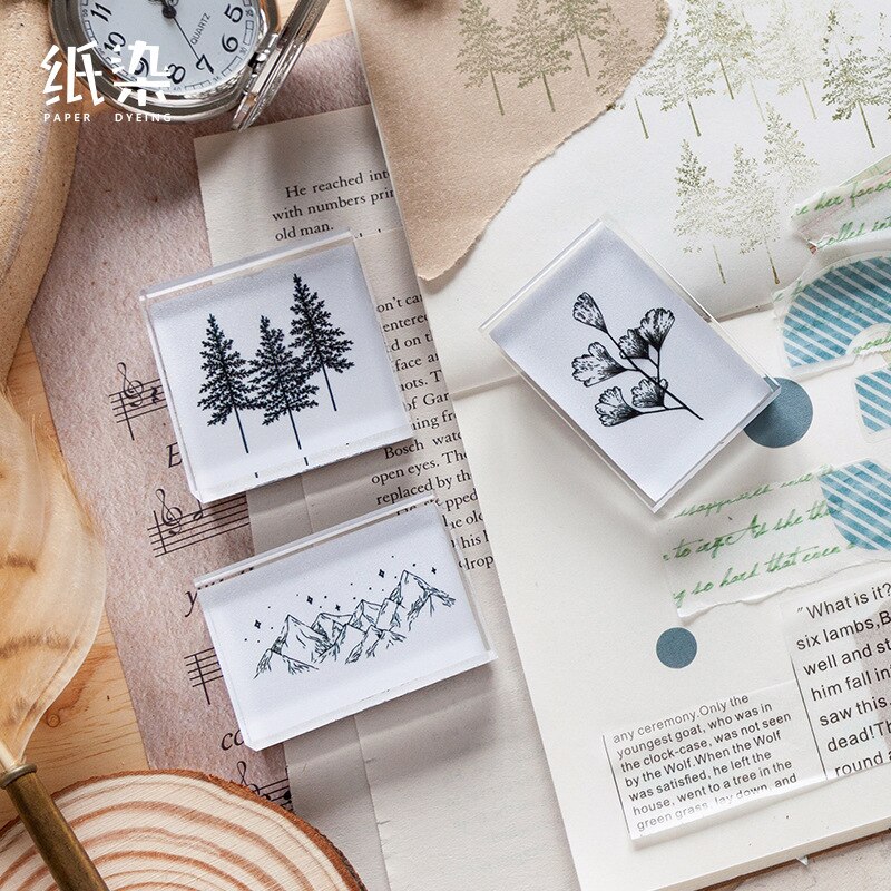 Tampon décoratif avec séries langue forestière, sceau végétal transparent en acrylique, pour papeterie scrapbooking, timbres standard artisanaux, bricolage