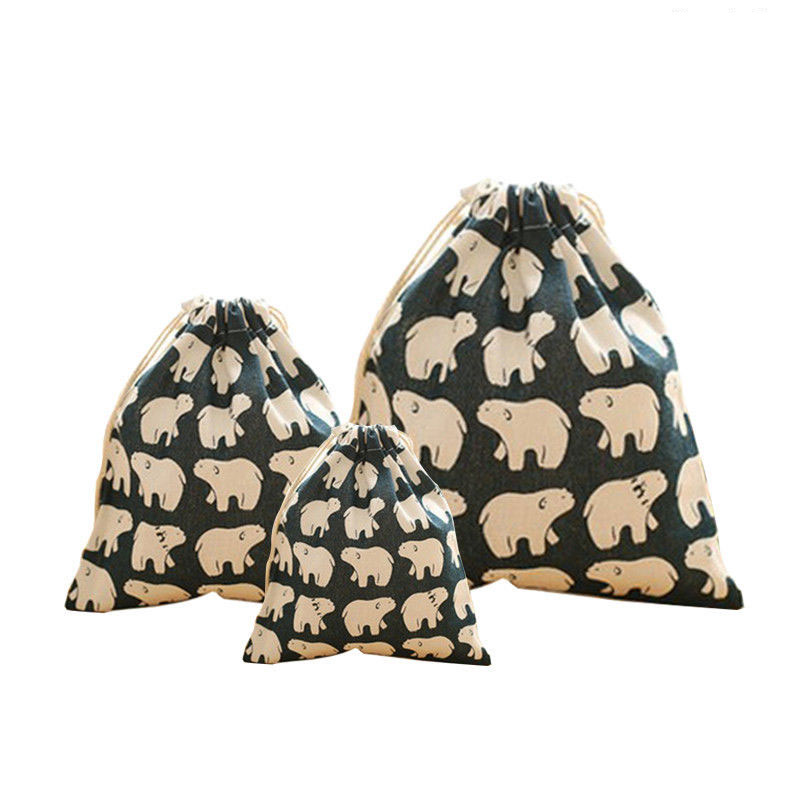 Verse Stof Katoen Reizen Trekkoord Tote Opbergtas Organizer Bag Voor Ondergoed Speelgoed Opbergtas Huishouden 7A0314: L / 5