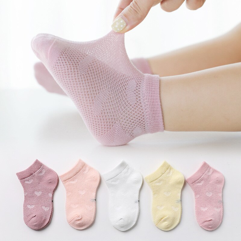 Bébé Chaussettes D'été -Né Garçons Filles Maille Chaussette 0-12year Unie Coton Bébé Vêtements 5 paire/lot: C-aixin / M 3-5year