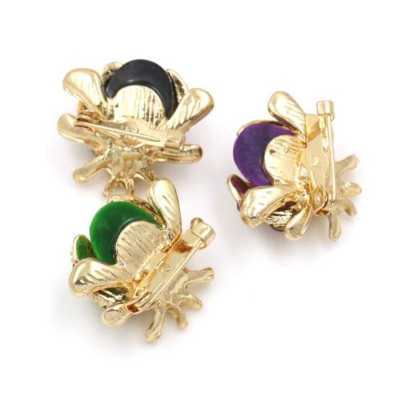WKOUD 1Pcs Small Ladybird Colorful Crystal Rhinestones Brooch Pins For Women Or Girls