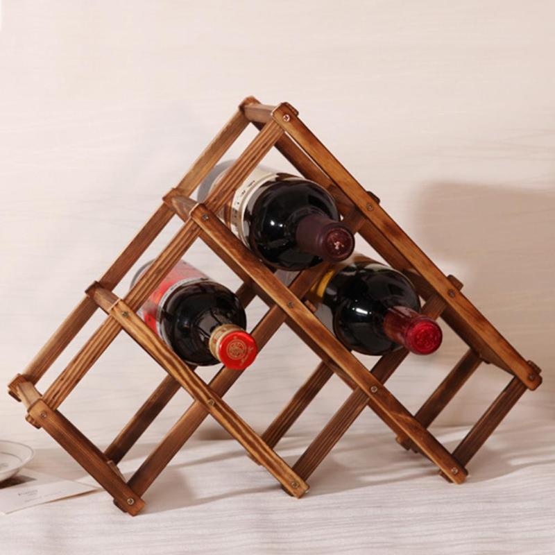 Houten Rode Wijn Rack 3//6/10 Fles Houder Bar Display Plank Opvouwbare Houten Huis Opslag Decoratie: 6