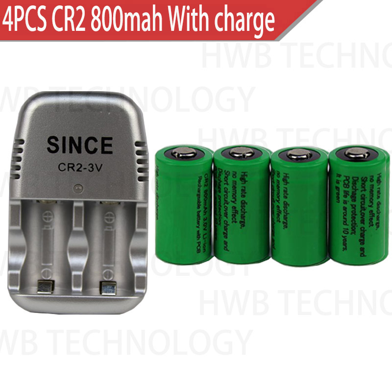 CR2 + lader 800mah 15270 3v Oplaadbare lithium batterij (4 batterij + 1 lader)