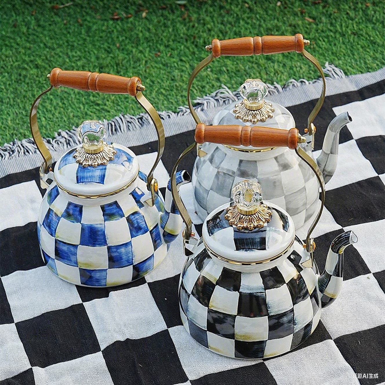 Tetera esmaltada de 2,5 cuartos, tetera esmaltada Vintage, estufa para agua, café, tetera, decoración de cocina para el hogar con mango