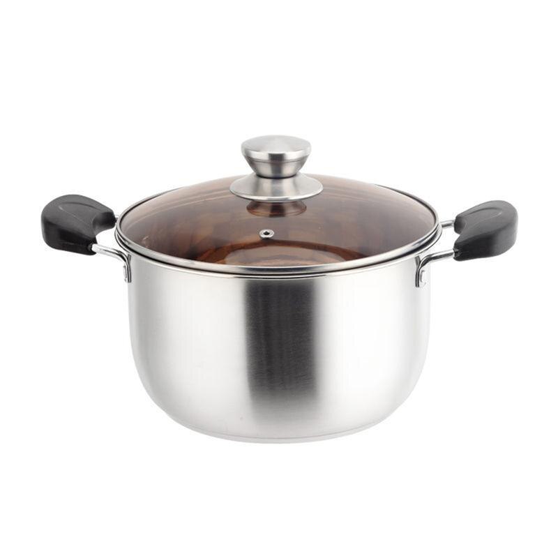 Stainless Steel Stockpot with Lid Double Handles Cooking Pot Thick Kitchen Soup Pot for Home (18cm): 18cm
