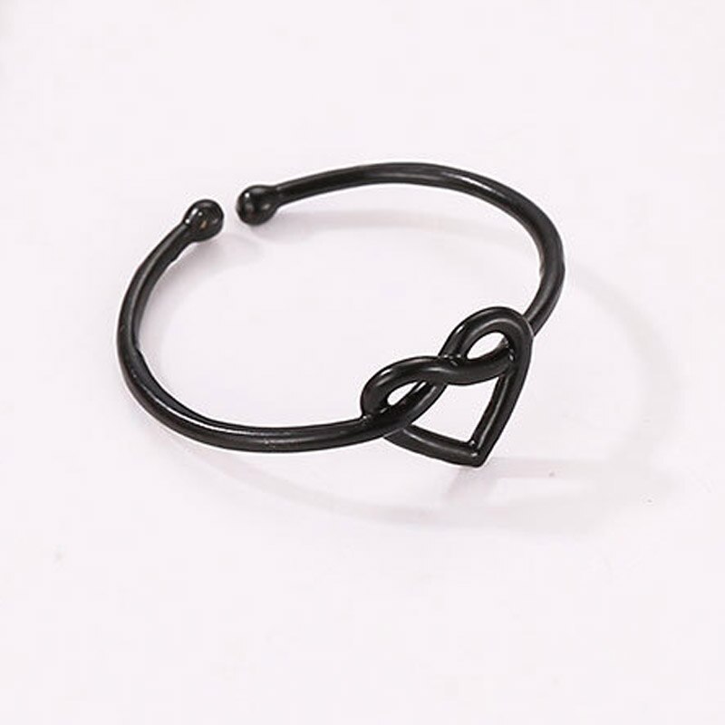 Seaside Wedding Couples Bruid Hollow Out Hart Valentines Zilveren Kruis 1PC Golden Verstelbare Zwarte Open Ring Knoop Graceful