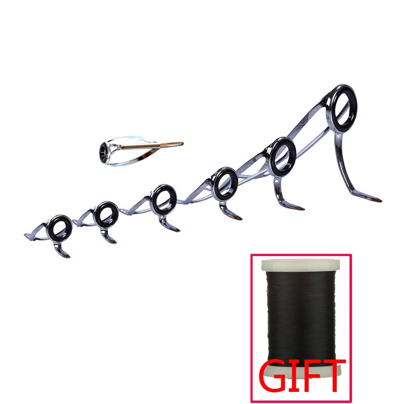 8pcs/kit Surf Rod Guides Boat Rod Guides Rings CR bracket imported SIC enhanced super hard stainless steel frame DIY Rod guide