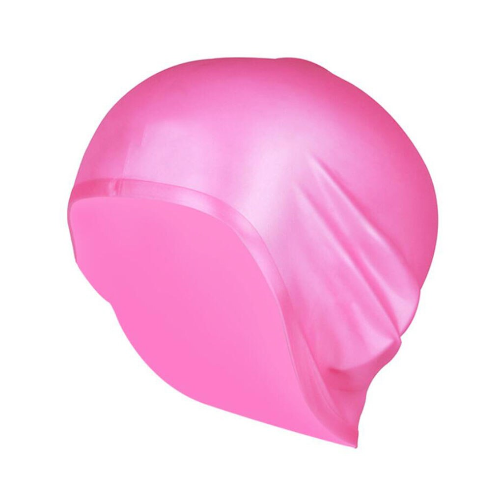 Men Women Long Hair Waterproof Swim Pool Caps Swimming Caps Ear Protect Large Natacion Badmuts Silicone Diving Hat: YELLOW