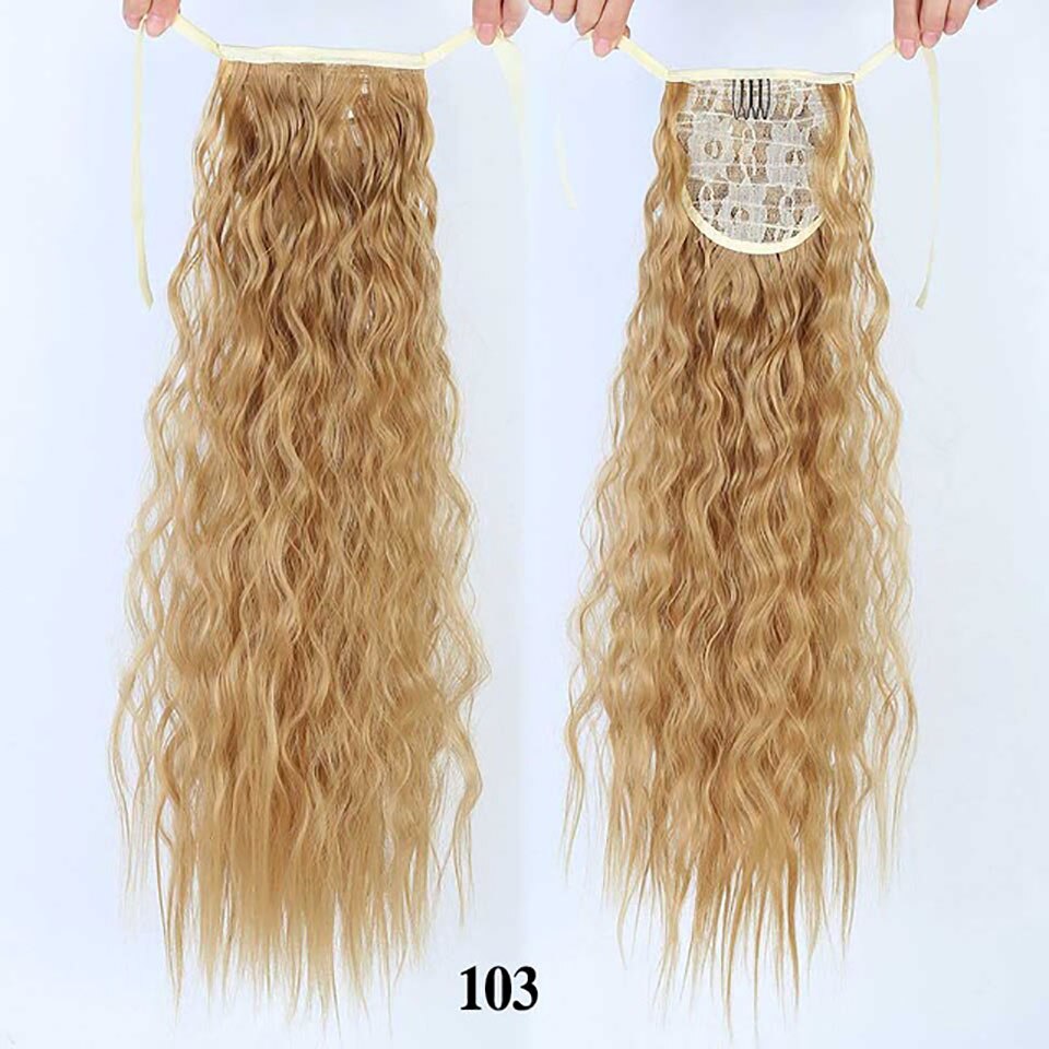 Talang lang corn culry sort hestehale til kvinder varmebestandig syntetisk snøre lang hestehale klips i hair extensions: 103 / 22 inches