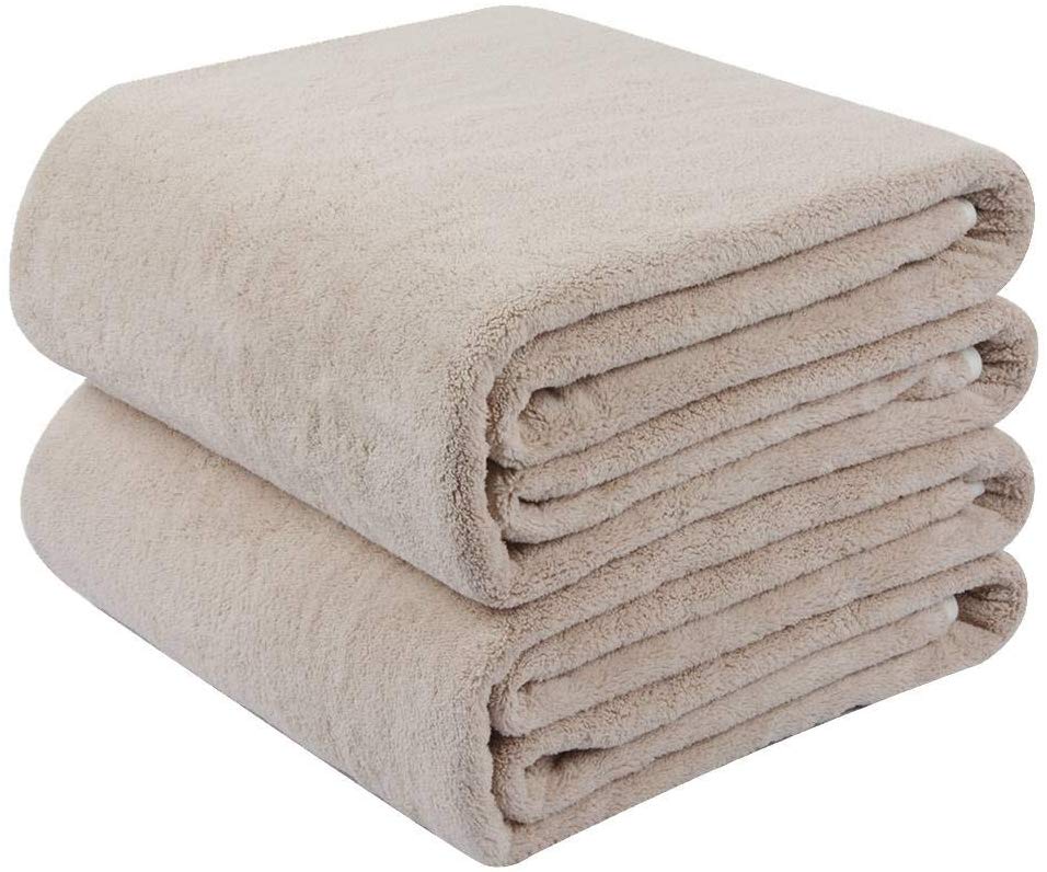 Mikrofiber badhanddukar stor handduk superabsorberande duschhandduk extra mjuka handdukar för sportresor 2 pack 30 inx 60in: Beige