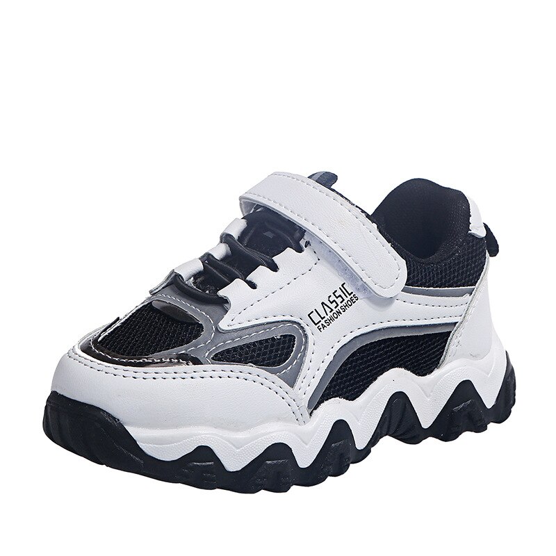 Maat 21-30 Kinderen Ademende Sneakers Meisjes Haak Lus Casual Schoenen Jongens Oorlog-Slip Sneakers Baby Anti-gladde Peuter Schoen: Black / 21
