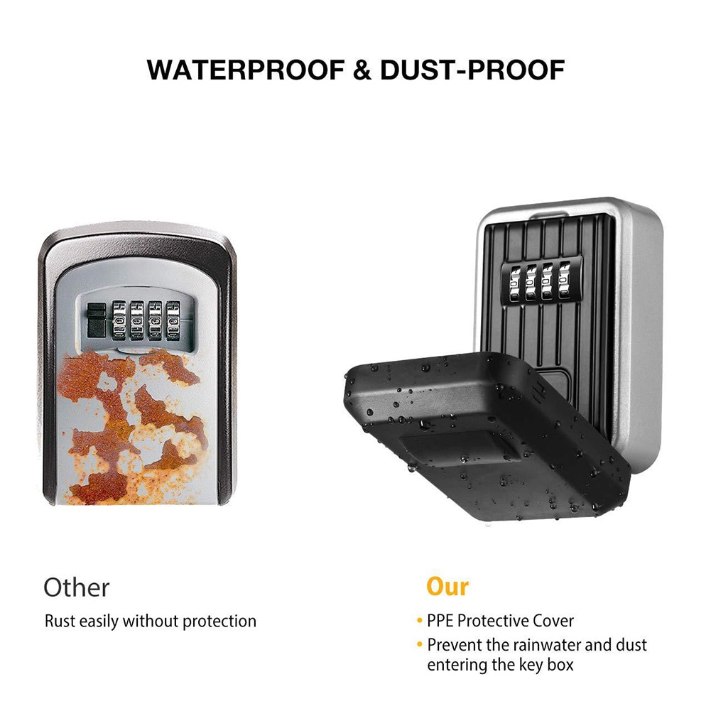 Key Lock Box with Waterproof Case Wall Mount Metal Password Box for Home Business Realtors DJA99