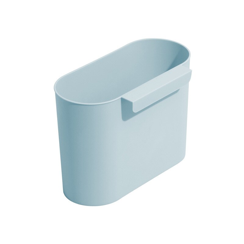 Kitchen Cabinet Door Plastic Basket Hanging Trash Can Bin Waste Box Garbage: Light blue