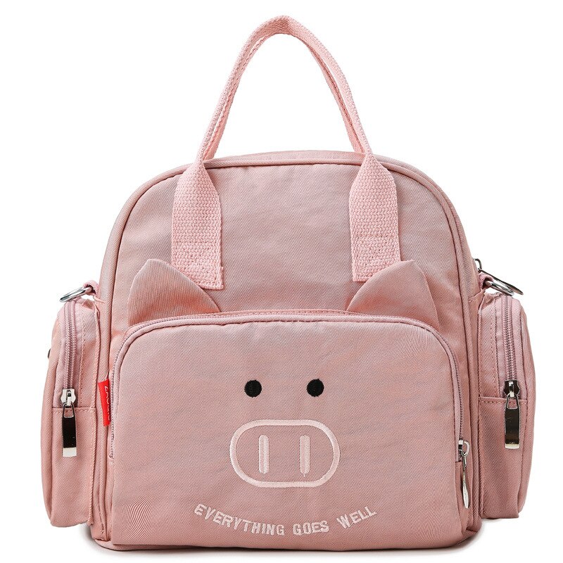 Luiertas Kleine Aantal Multi-Functionele Stijl Mother 'S Tas Hand Lichtgewicht Rugzak Schouder Luiertas: Pink Small Adorable Pig