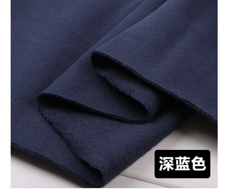 Pull épais 100% coton poncé | D'automne, surdimensionné, pull en tricot molletonné en tissu pas d'étirement: Dark blue