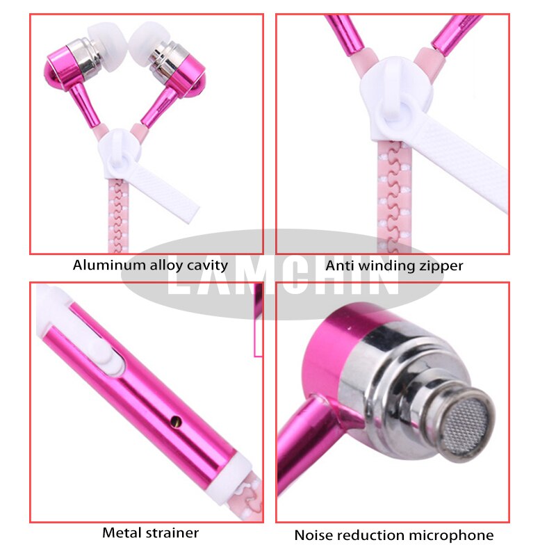 Night Lichtgevende Oortelefoon 5 Kleuren Super Bass Volledige Gloeiende Metalen Rits Oor Telefoons Met Microfoon Voor Iphone Xiaomi Huawei