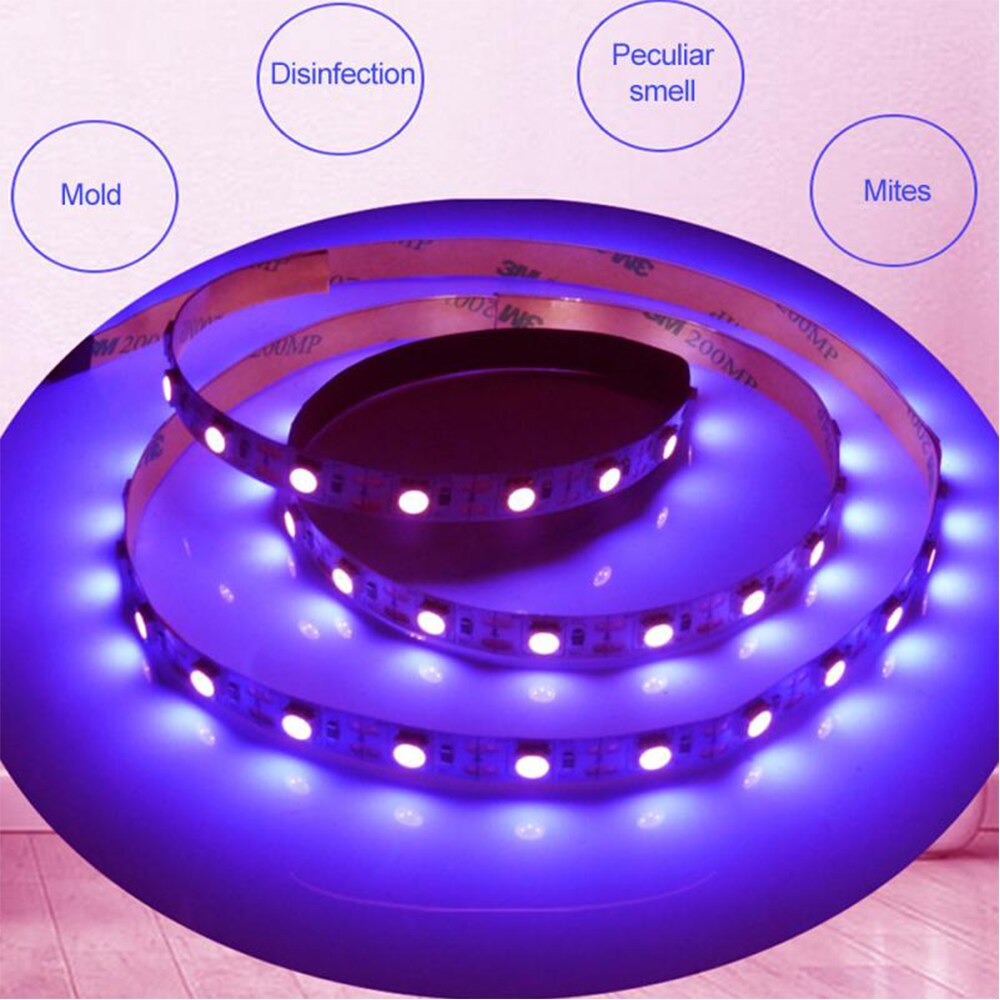 1M UV Sterilizer Lights LED Strip Light UV Lamp USB UV-C 5V 3W Lamp Sterilization Household Sterilizing Lamp