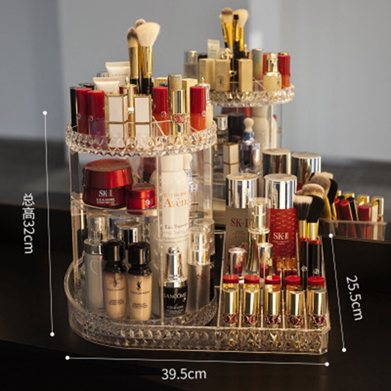 Stor størrelse makeup arrangør make up opbevaring smykker små ting parfume organisator til kosmetik akryl skrivebord makeup smykker æske: Gennemsigtig