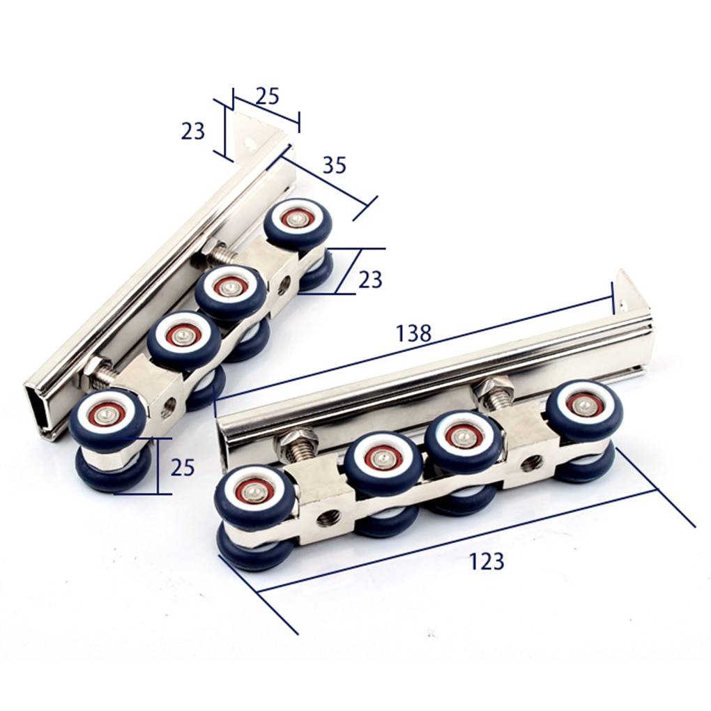 2pcs/set Sliding Door Roller 4/8 Wheels Home Room Wood Door Hanging Wheels Rail Track Pulley