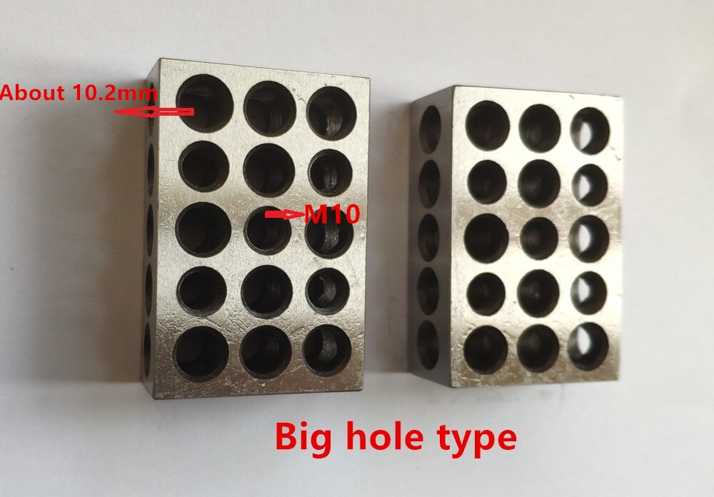 23 holes Precision 25-50-75mm Blocks, 1pair(2pcs), parallel clamping block set, steel block, 5pcs M10 threaded holes.