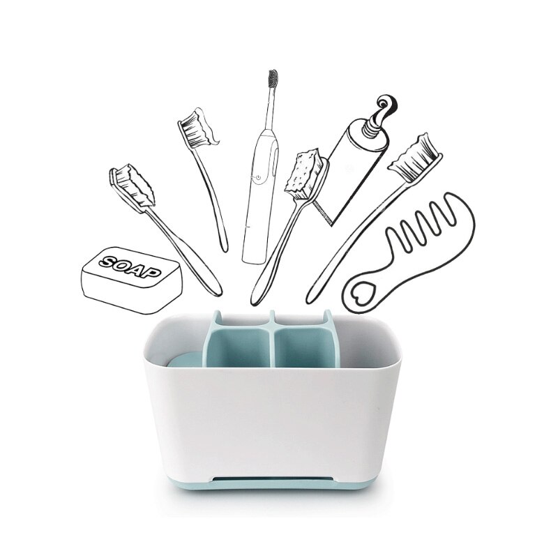 5 En 1 cepillo de dientes pasta de dientes funda, soporte brocha de maquillaje de afeitar soporte de cepillo de dientes eléctrico caja de almacenamiento para baño organizador soporte