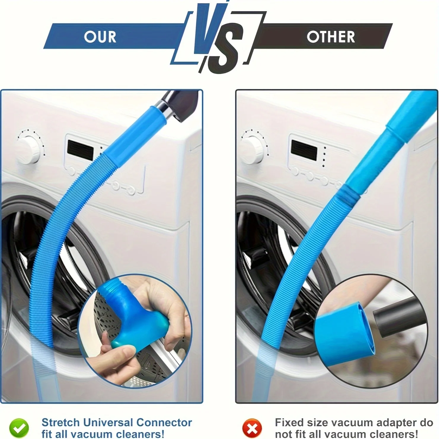 Acessório para mangueira de limpeza de exaustão de secadora, ferramenta flexível azul 1pc para remoção eficiente de fiapos.