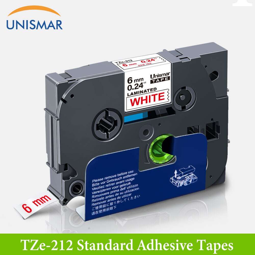 Unismar 6mm Labels For Brother TZe-511 TZe 511 Tze511 Label Tape Black on Blue For Brother PT-H100 PT-D200 PT-D210 Label Maker: Red on White