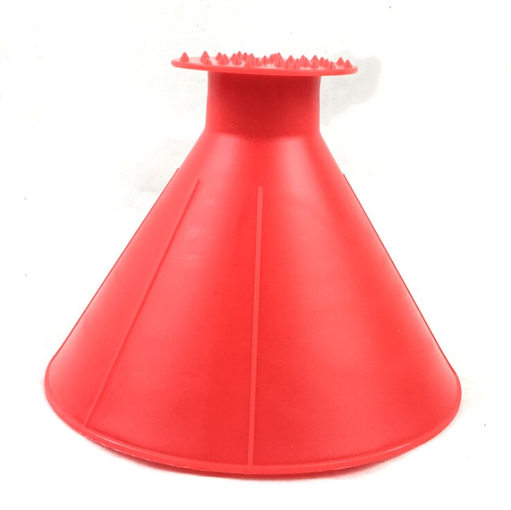 Grattoir à glace rond, pour vitre de voiture, pare-brise magique, pare-brise, entonnoir, dissolvant, déodorant, cône: RED