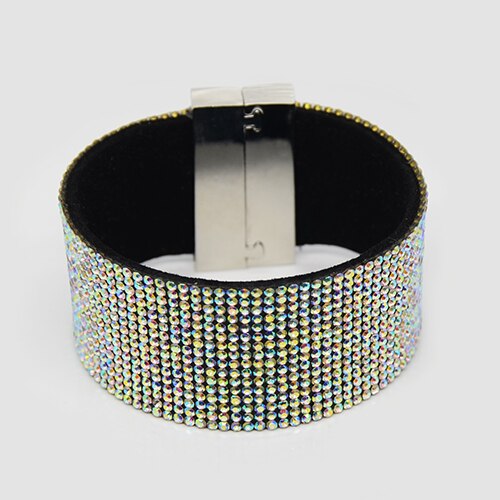 Chanfar Breite Samt Volle Strass Kristall Gepflastert Wrap Armbänder Für Frauen Hochzeit Armbänder Armreifen Schmuck: AB color