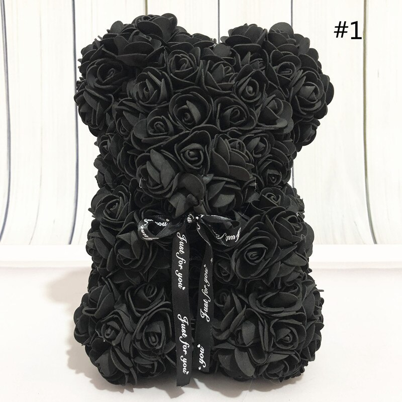 25cm bjørne af roser kunstige blomster hjem bryllup festival gør det selv billig bryllup dekoration boks krans håndværk: Sort