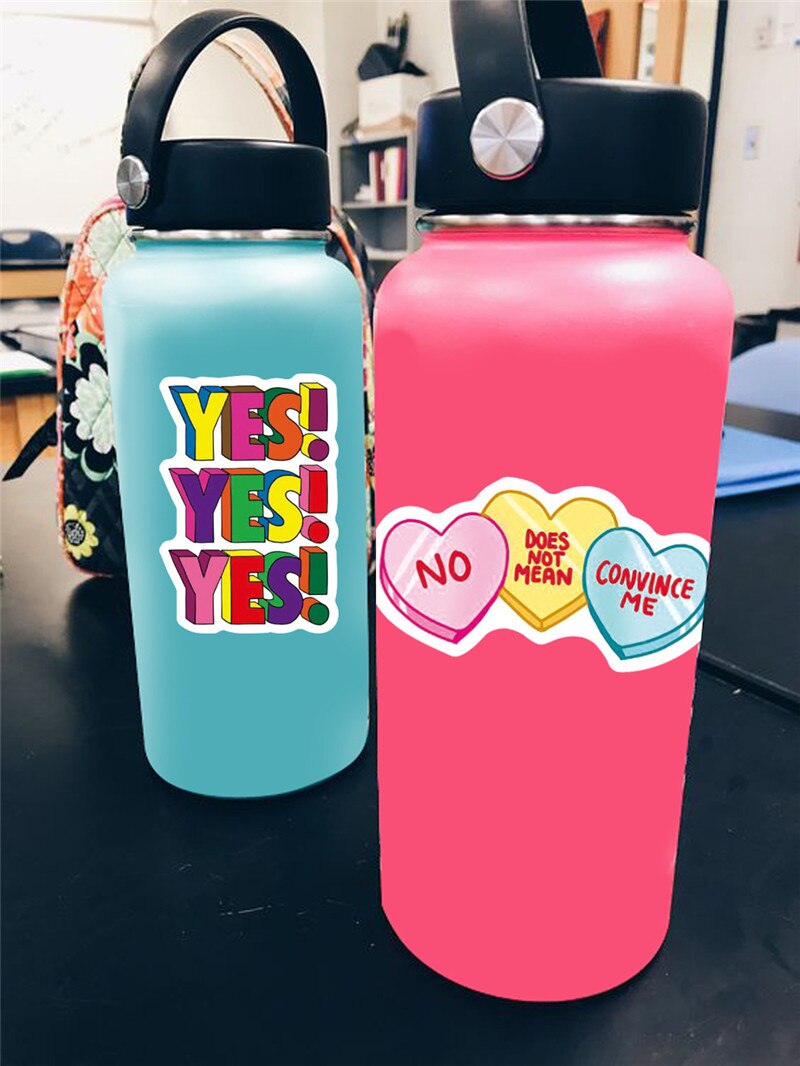 Pegatinas con frases inspiradoras de letras en inglés Kawaii, para ordenador portátil, teléfono, guitarra, papelería, accesorios de álbum de recortes, 10/50 Uds.