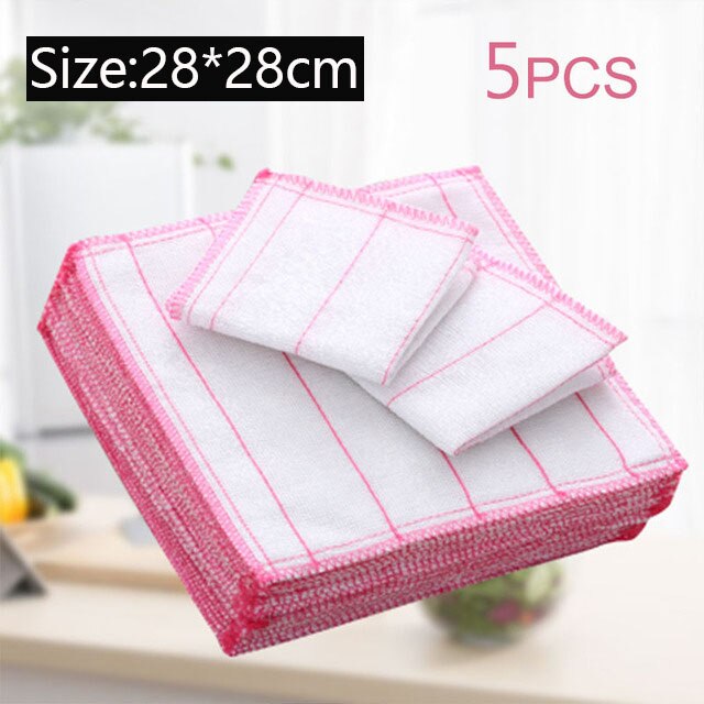 2/3/5 PCS/Set Coton Gaze Chiffon De Nettoyage Chiffon Absorbant Lavage Windows Serviette de Cuisine Torchon Serviettes multi-usages Chiffon: 28x28CM-5PCS