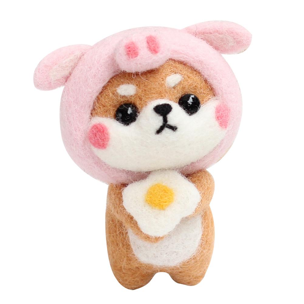 DIY Needle Felting Kit Needle Crafts Wool Felting Animals Kit DIY Handmade Non Finished Dog Handcraft with Needle Felting: 013
