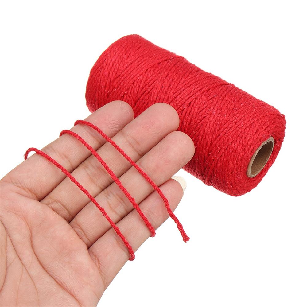 2mm 100M Colorful Thread Cord 100% Cotton Twisted Craft Macrame String DIY Home Textile Wedding Decoration Accessories