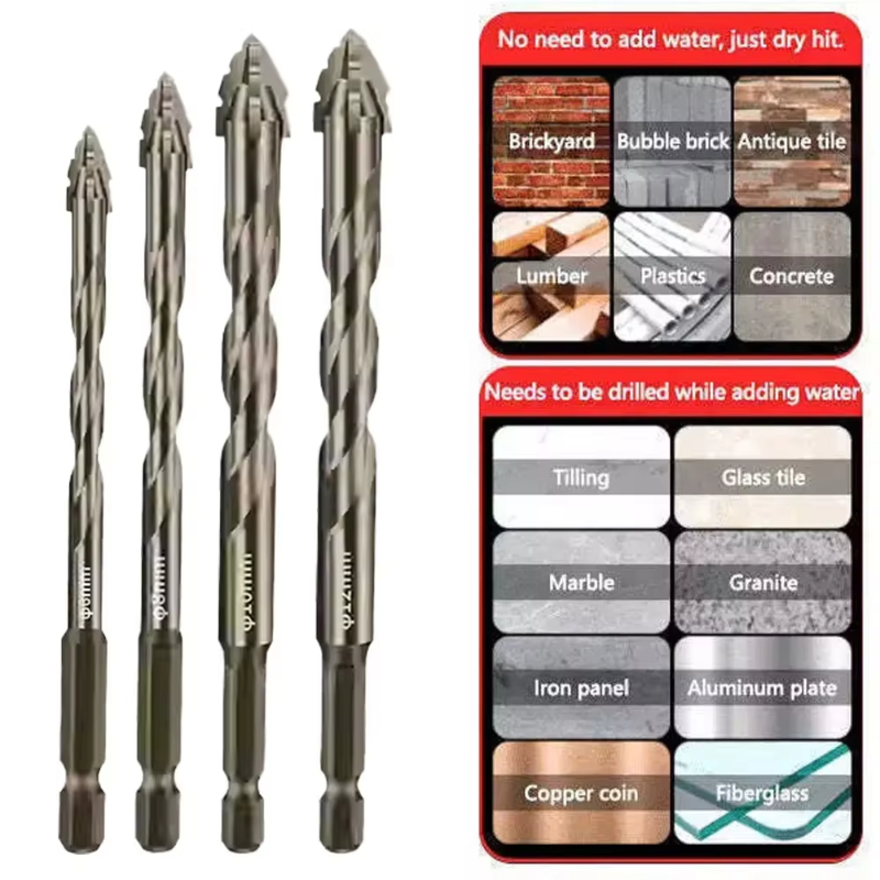 Four-edge Sawtooth Drill Bit Upgraded For Tile Drilling Concrete Special Electric 6mm Ultra-high Hardness Drill Bit Set