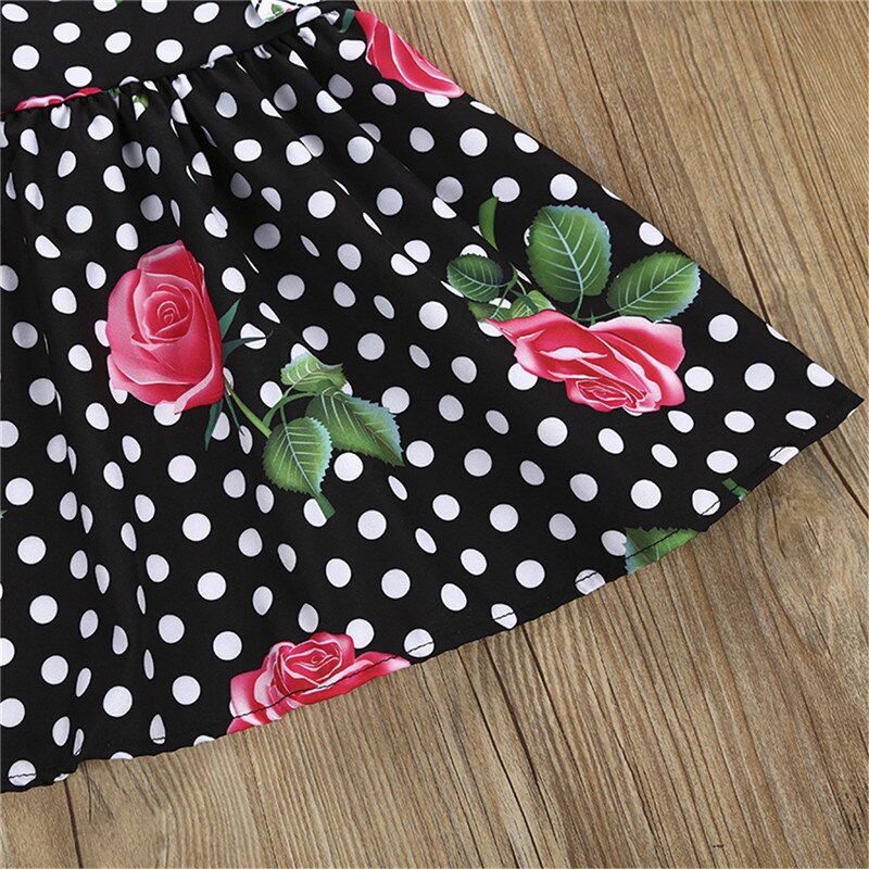 Cute Child Girls Summer Dress Kids Girl Floral Dot Backless Dresses Baby Girls Party Strap Princess Dress Swing Dresses
