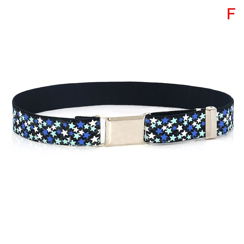 Justerbare børn unisex lærred bælter drenge piger elastisk bælte alu spænde longe 55 cmx 2.5cm: F