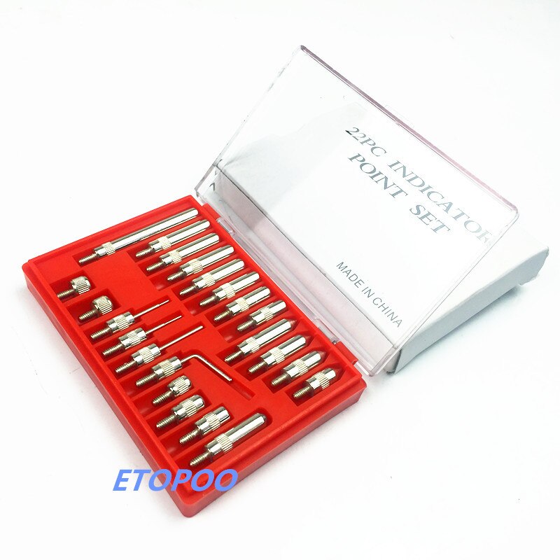0-10mm /1inch Dial Indicator 22Pcs M2.5 and 4-48 Thread Tip For Dial &amp; Test Indicators Steel Dial Indicator Point Set