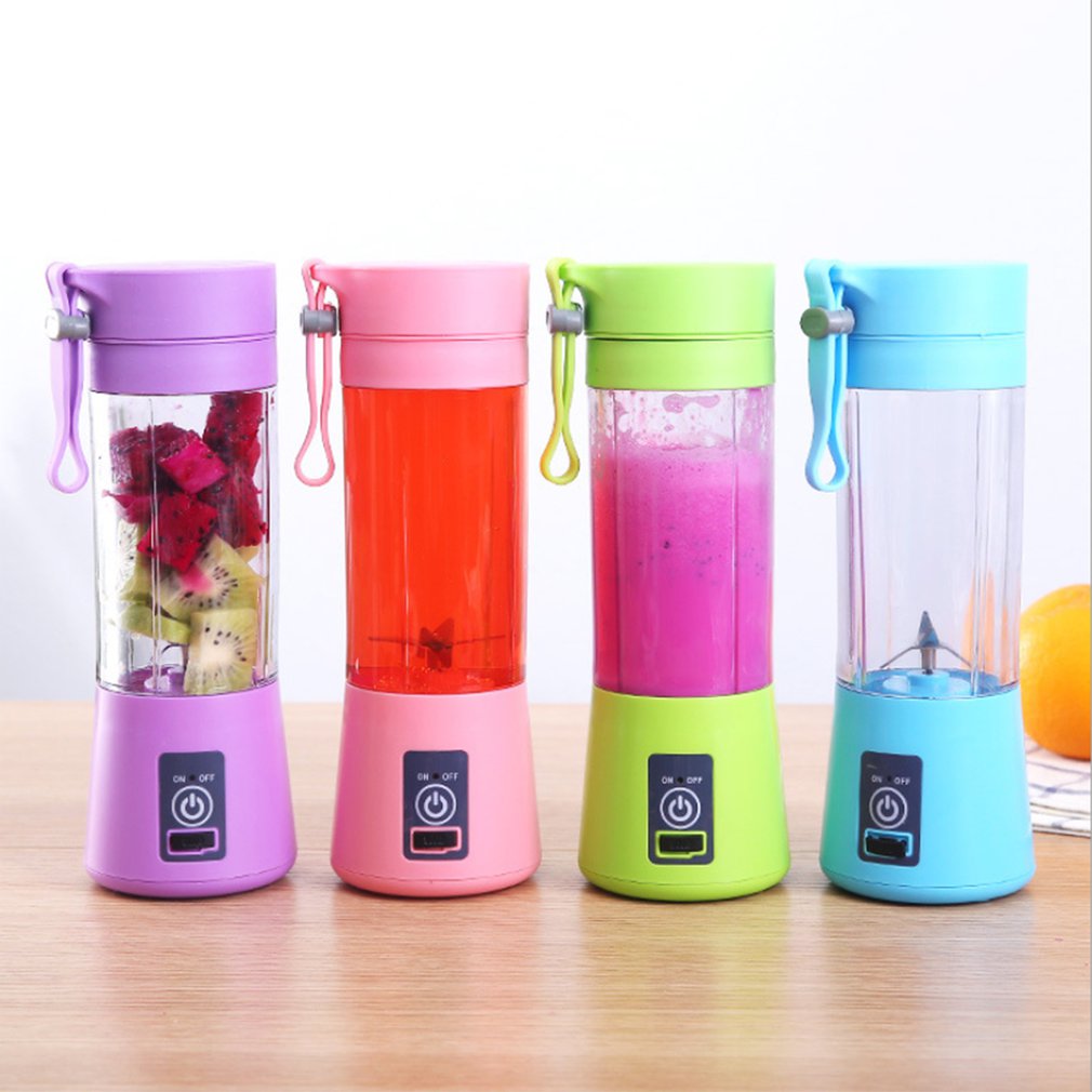380ml elektrische fruitpersen, usb oplaadbare smoothie blender mixer, sapcentrifuge met enkele vijzel, 4 messen, draagbare fruitblender