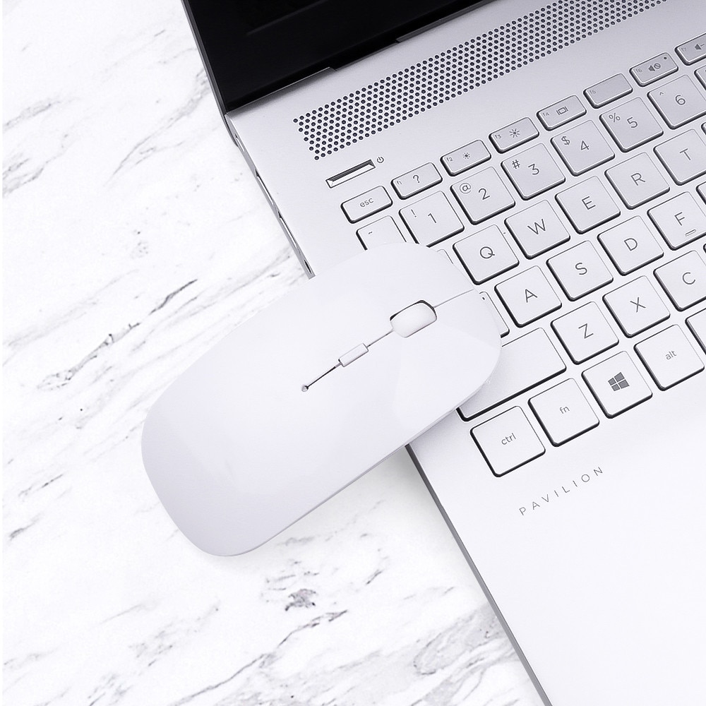 Kebidumei-ratón óptico portátil, ergonómico, ultrafino, inalámbrico, 2 en 1, 2,4 Ghz, 1600 DPI, modo Dual, Bluetooth 5,0