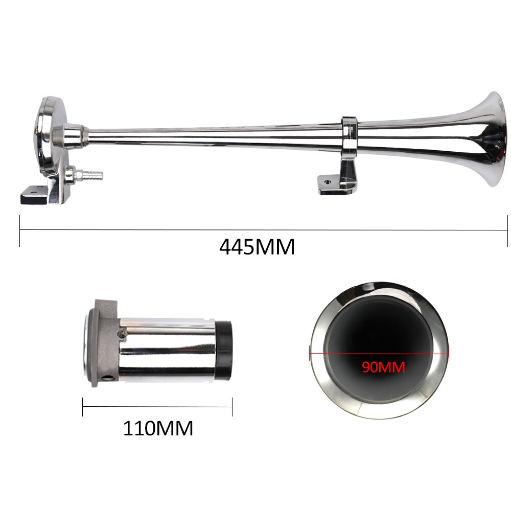 Universal 17 Inch 150DB Car Air Horn Compressor Super Loud Single Trumpet Compressor 12V 1 Set for Trucks Cars Automobiles