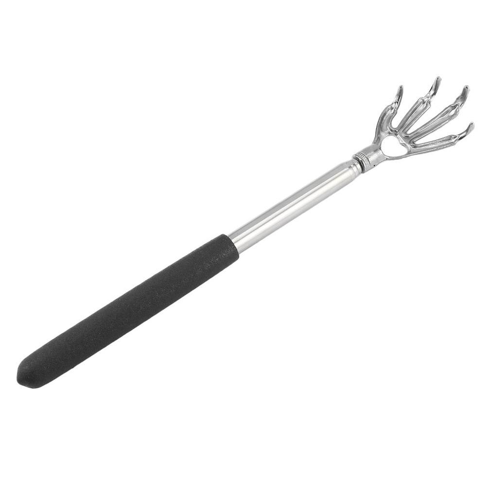 Compacte telescopische klauw roestvrijstalen massage-rugkrabber 22-58cm verstelbare rugkrabbermassagehandklauw: Zwart