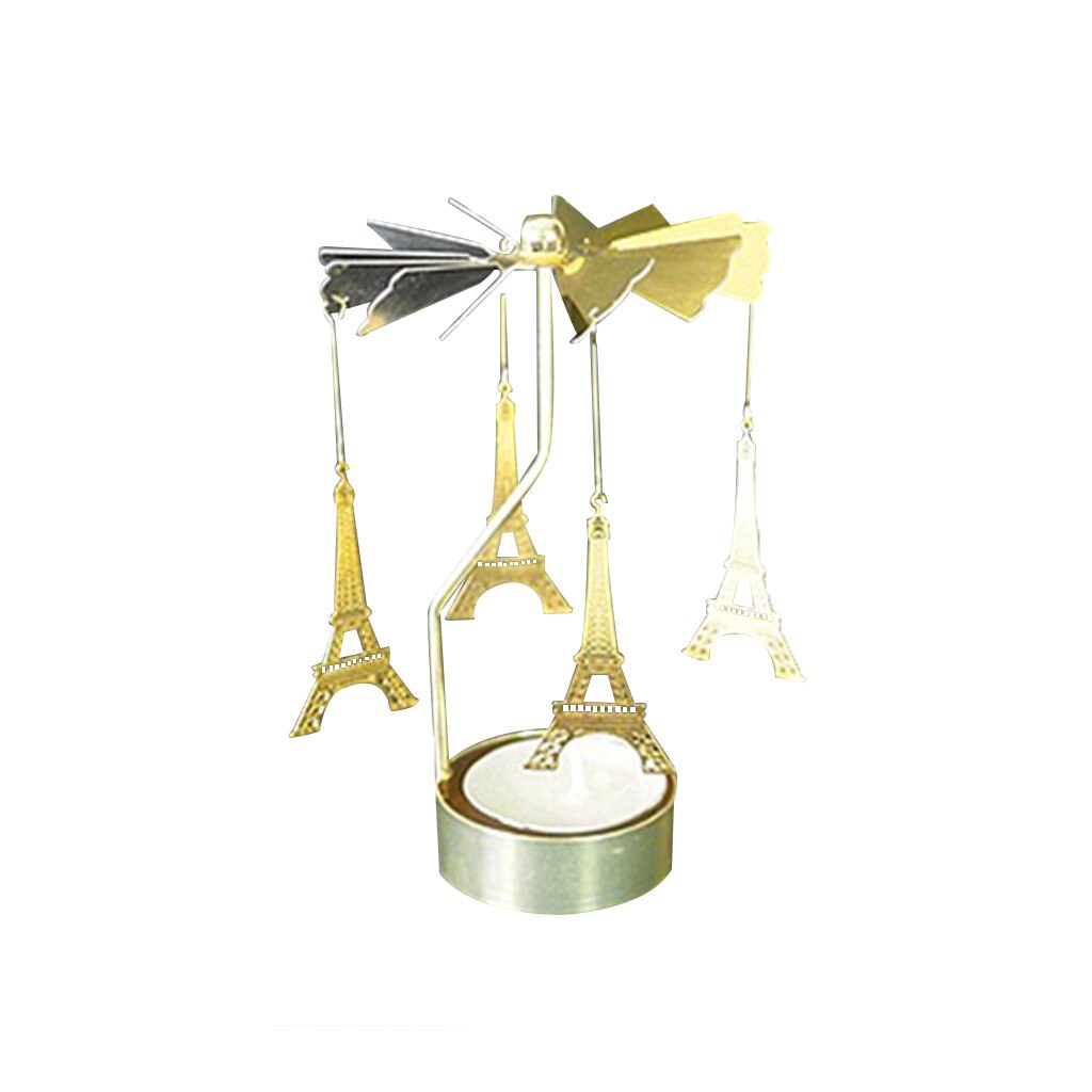 Silver Gold Candlesticks Rotating Romantic Rotation Spinning Carrousel Tea Light Candle Holder Dinner Wedding Bar Party Decor: L