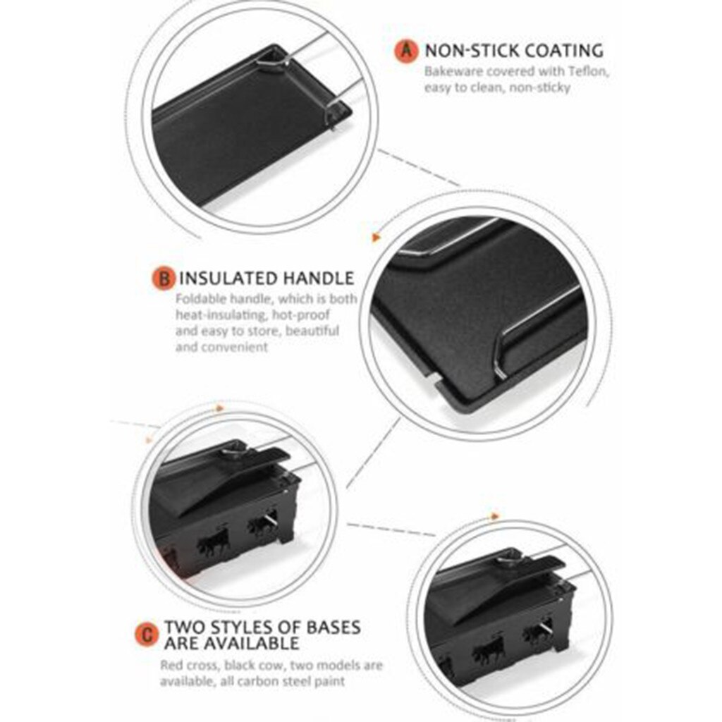 Cheese Grill Frying Pan Non-Stick Pan BBQ Stainless Steel Stove Baking Pan 3PC Candle Set Kitchen Cookware #YL5