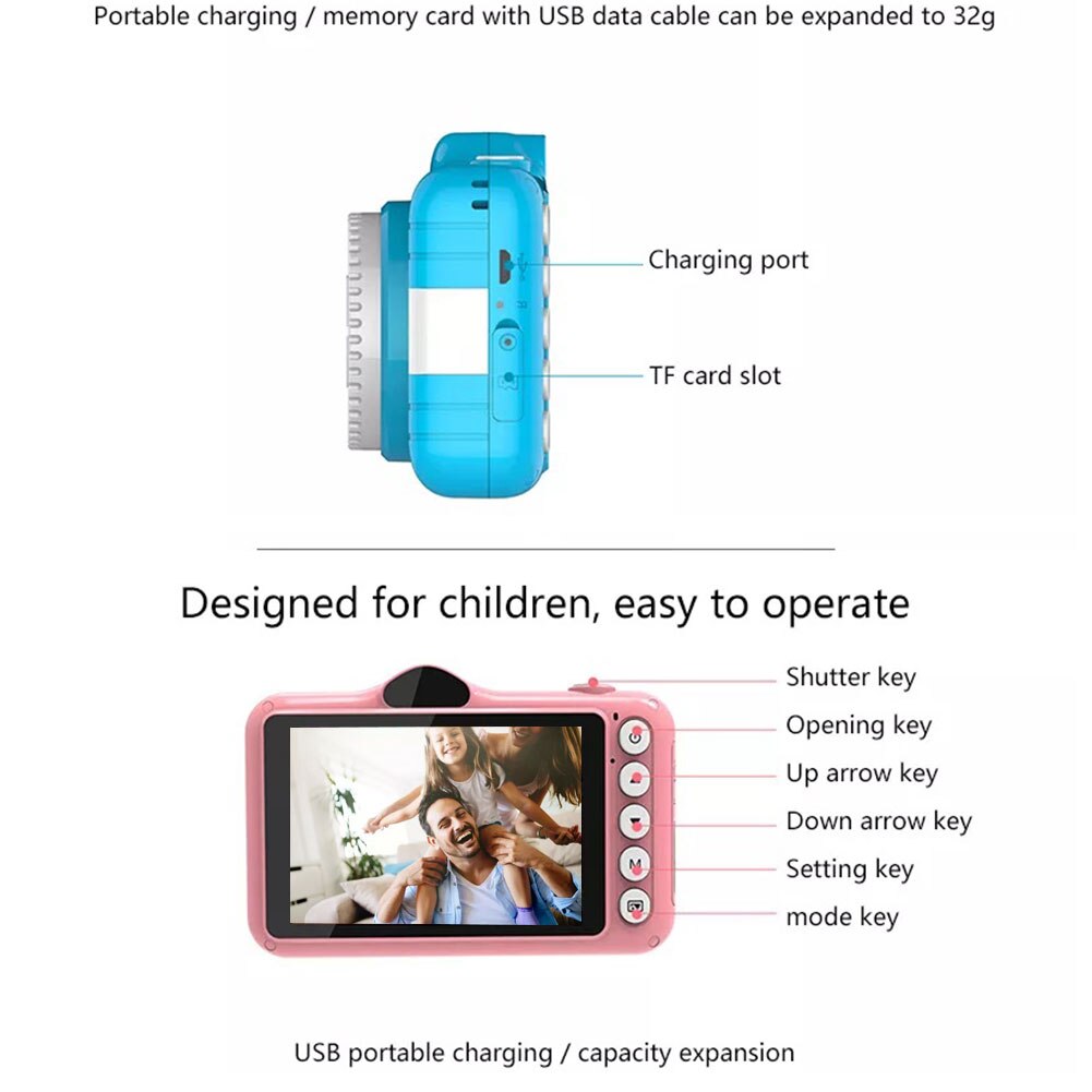 Kind Camera Digitale Camera 3.5 Inch Leuke Cartoon Camera Speelgoed Kinderen 12MP 1080P Foto Video Camera Voor kids