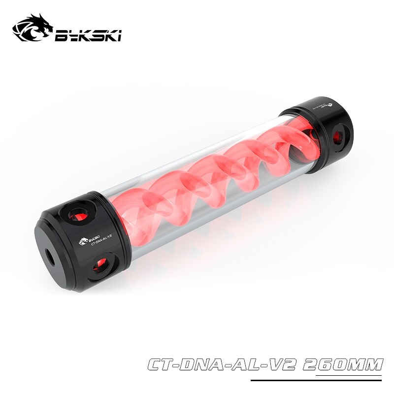 Bykski T-Virus Reservoir Cylindrical Aluminum PC Water Cooling, Muti-Color Spiral Water Tank RGB 12V/5V, 190/260mm, CT-DNA-AL-V2